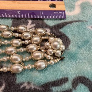 Vintage pearl and silver three-tier necklace